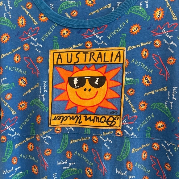 Australia 80's 90's Women's Short Sleeve Mumu Dress Vacation Down Under Boho OS - Picture 6 of 10